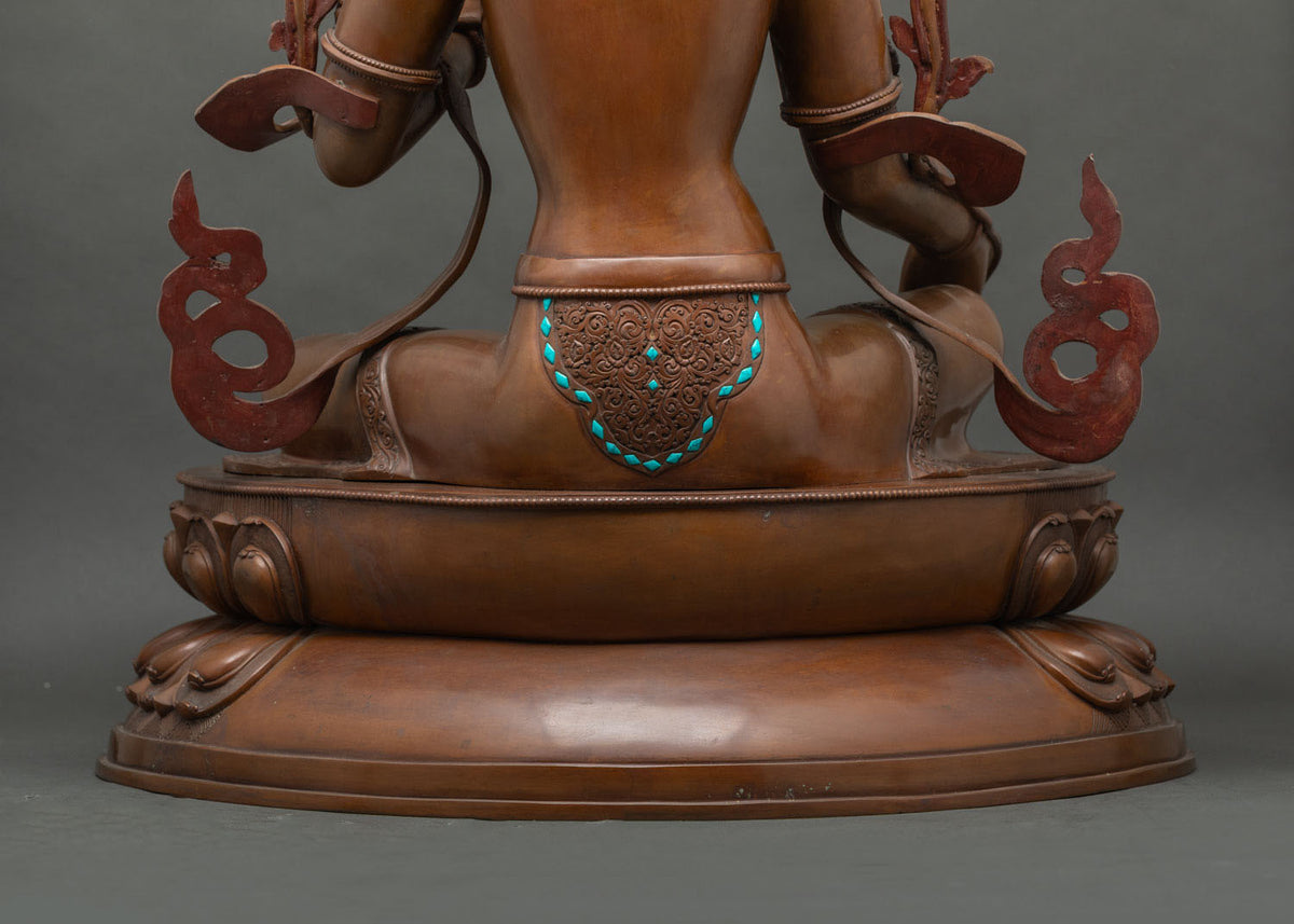 Green Tara Goddess Statue | Chemically Oxidized Copper Masterpiece