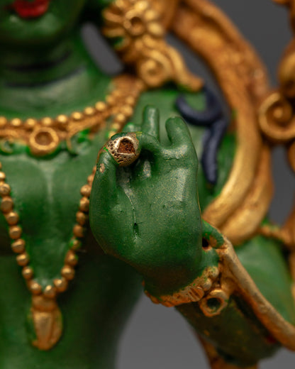 Green Colored Green Tara Statue | Buddhist Sculpture