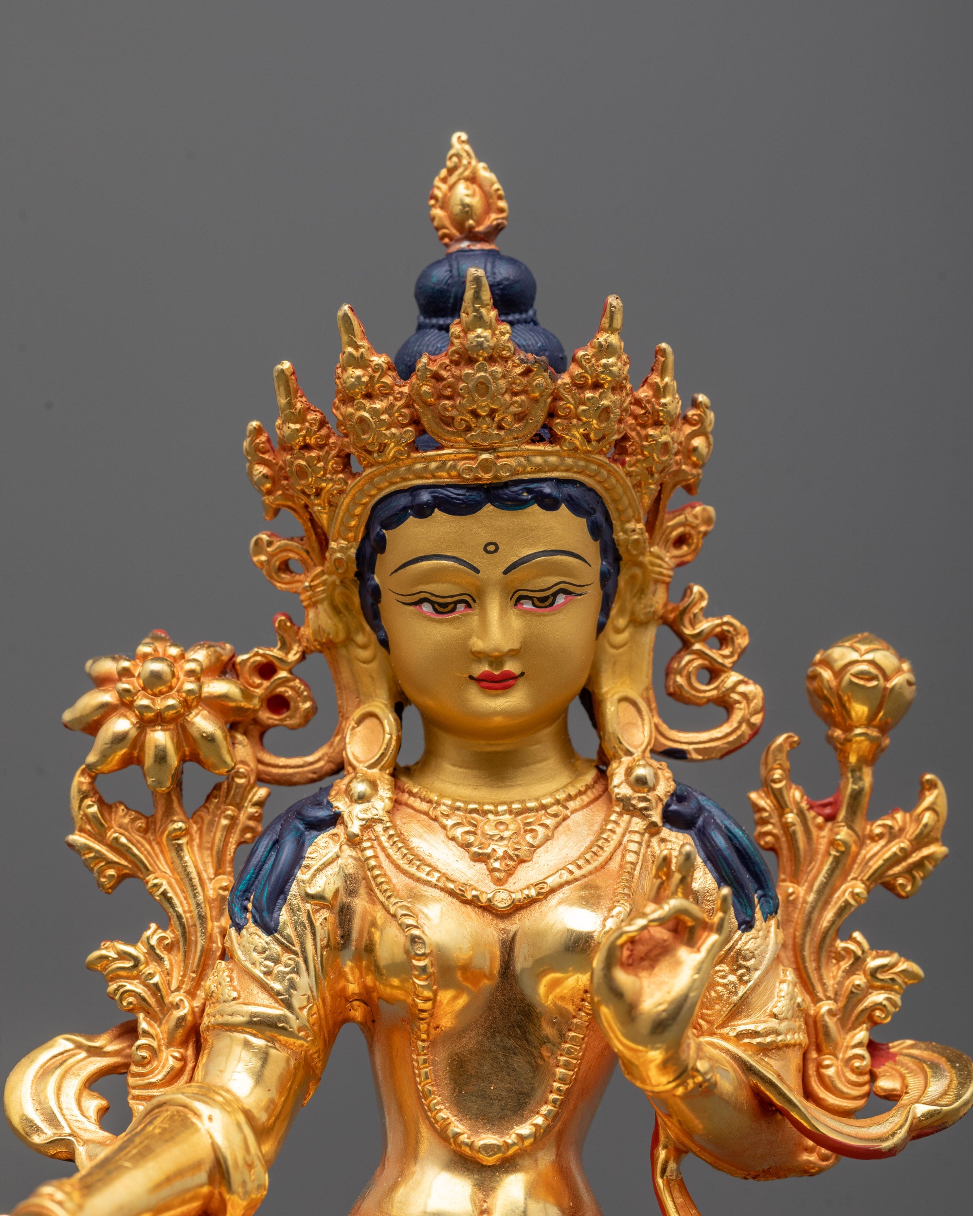 Green Tara Statue Machine-Made | Traditional Nepalese Sculpture