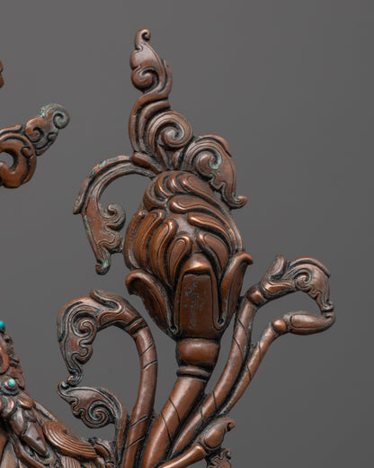 Buddhist Green Tara Statue | Artisan-Oxidized Copper Sculpture