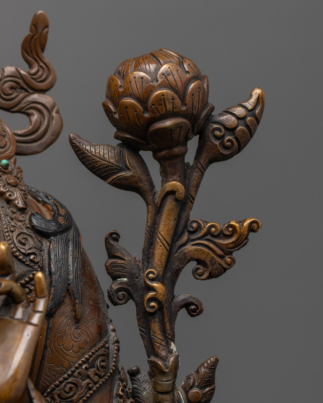Oxidized Copper Green Tara Statue | Tibetan Buddhist Goddess