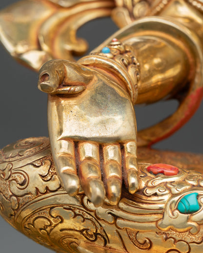 Green Tara Statue | Gold Finish Himalayan Artwork