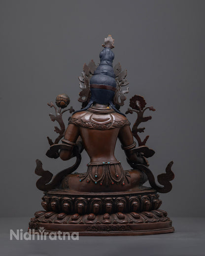 Handcrafted Oxidized Green Tara Statue | Traditional Himalayan Craft