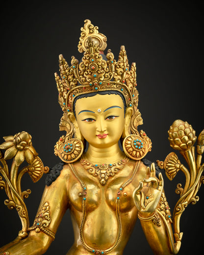 24" Buddhist Green Tara Statue | Himalayan Sacred Art