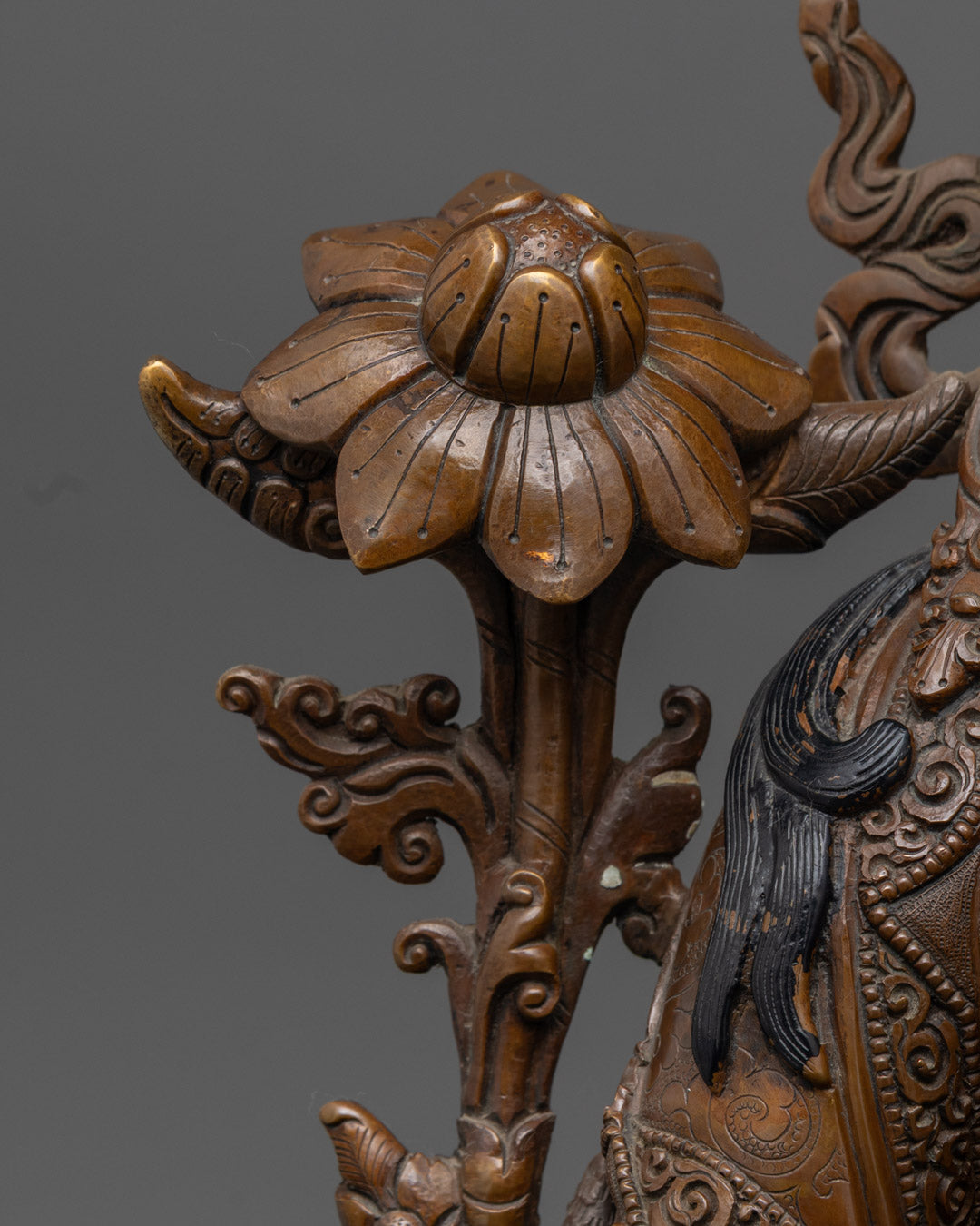Oxidized Copper Green Tara Statue | Tibetan Buddhist Goddess