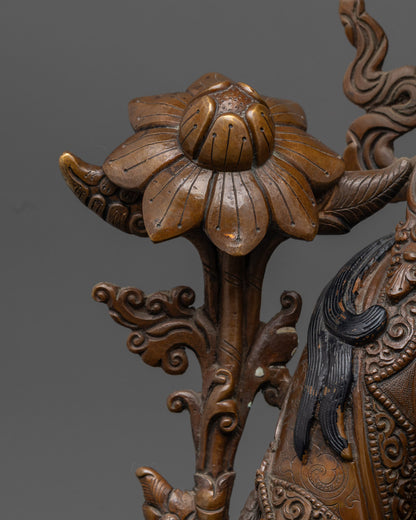 Oxidized Copper Green Tara Statue | Tibetan Buddhist Goddess