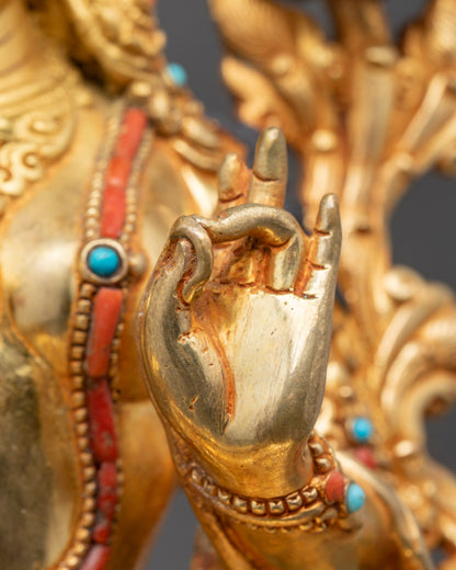 Handmade Premium Green Tara Sculpture | Buddhist Goddess of Compassion