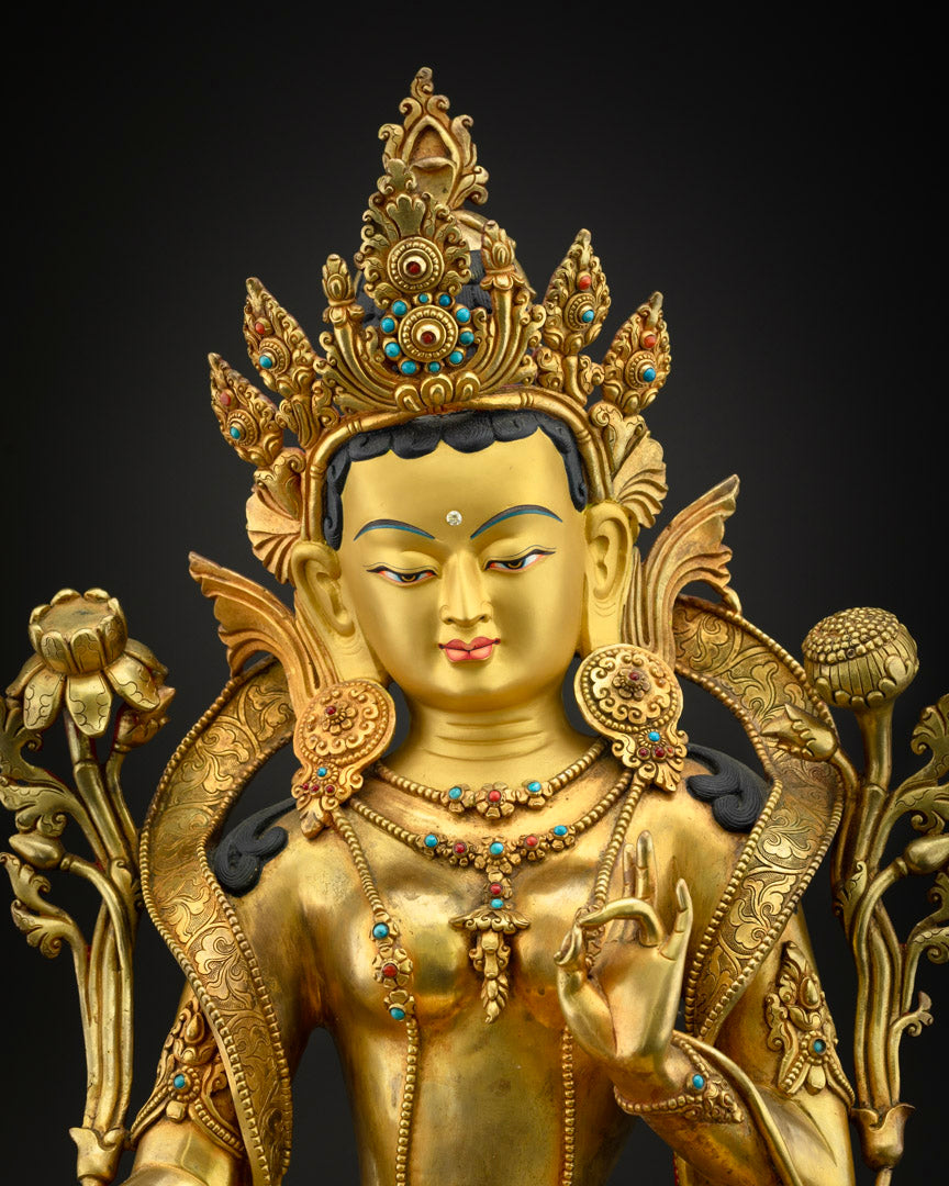 Masterpiece Buddhist Green Tara Statue | Tibetan Art Statue