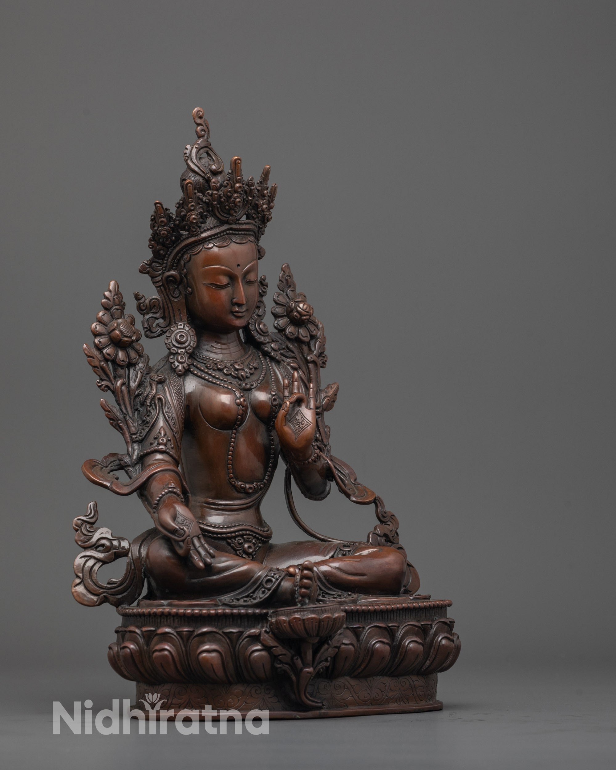 Mystical Oxidized Green Tara Statue | Timeless Tibetan Deity