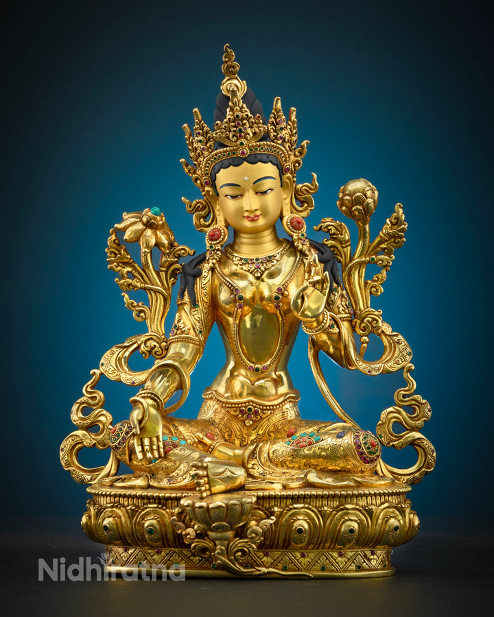 Buddhist Green Tara Statue: Handcrafted Art for Spiritual Growth