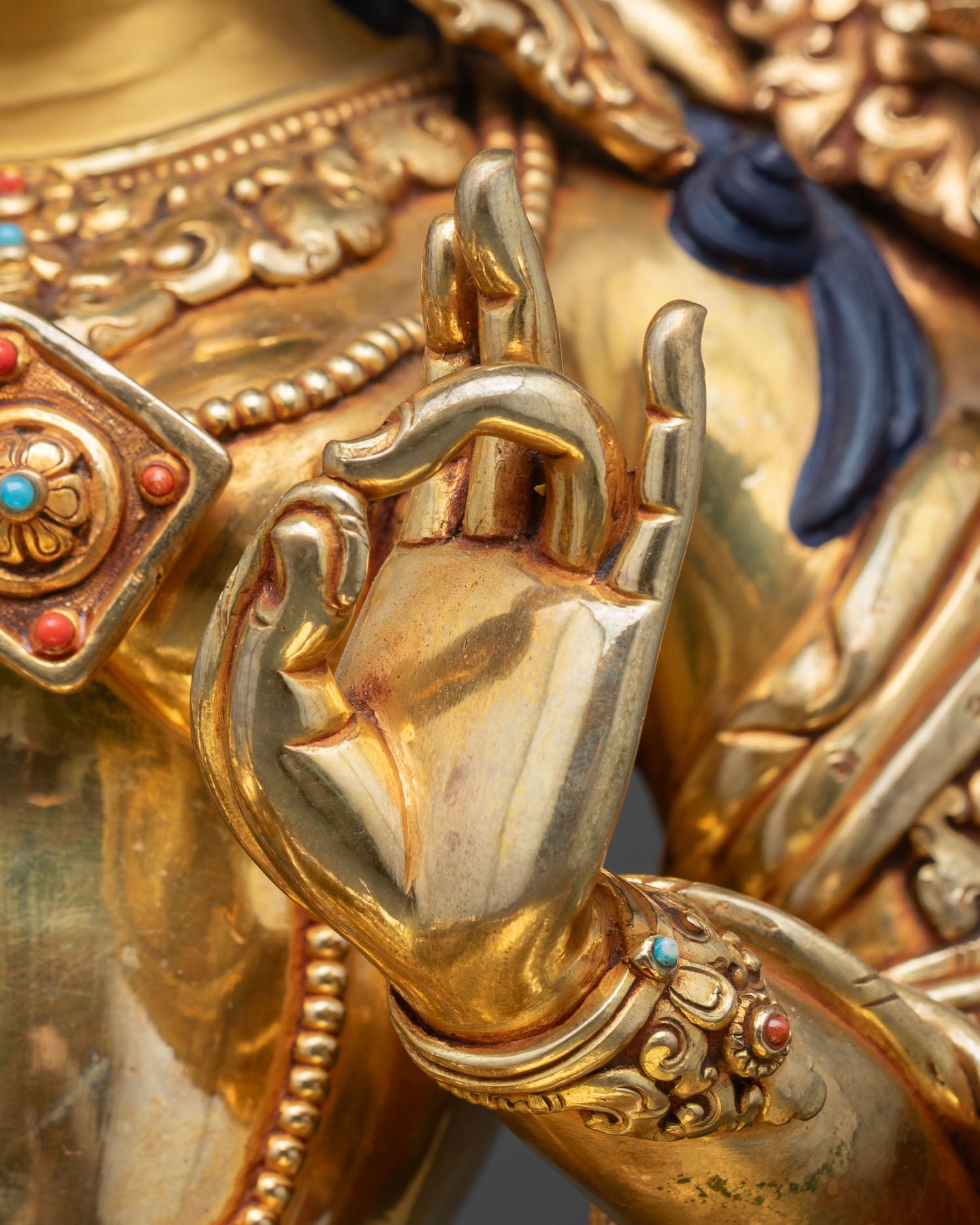 Green Tara Statue | Gold Finish Himalayan Artwork