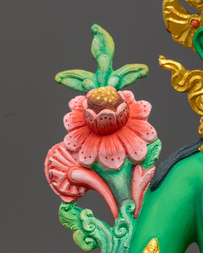 Green Colored Buddhist Green Tara Statue