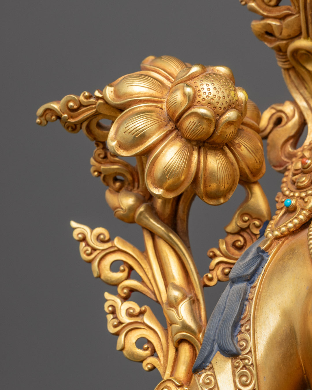Beautifully Hand-craved Green Tara Sculpture | Traditional Tibetan Art
