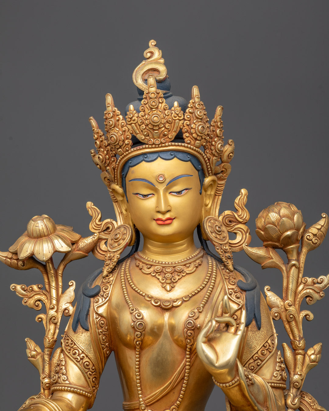 Beautifully Hand-Carved Green Tara Statue