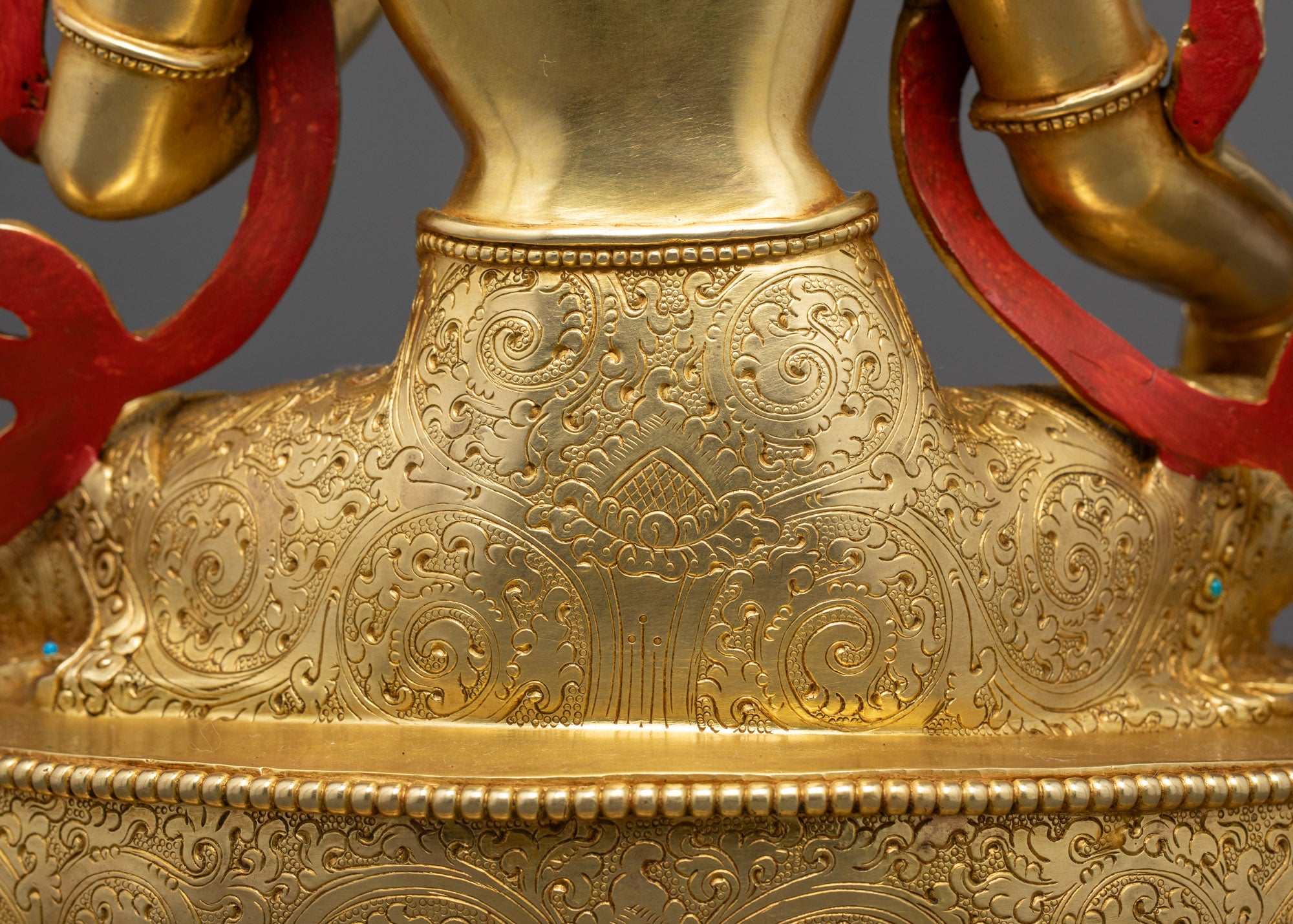 Green Tara Buddha Statue | 24K Gold Gilded with Semi-Precious Stones