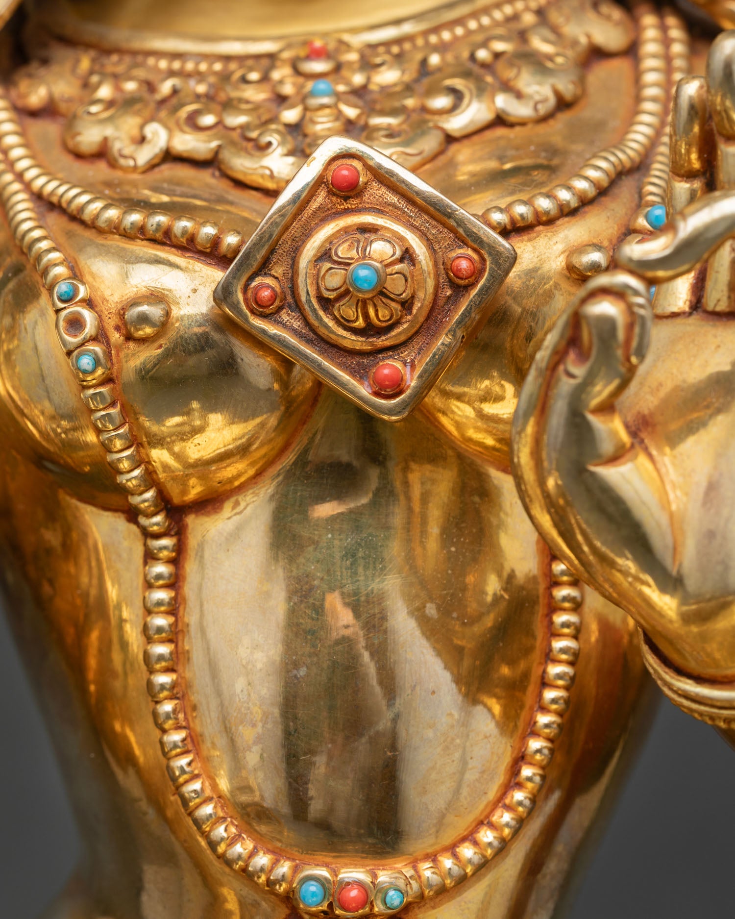 Green Tara Statue | Gold Finish Himalayan Artwork