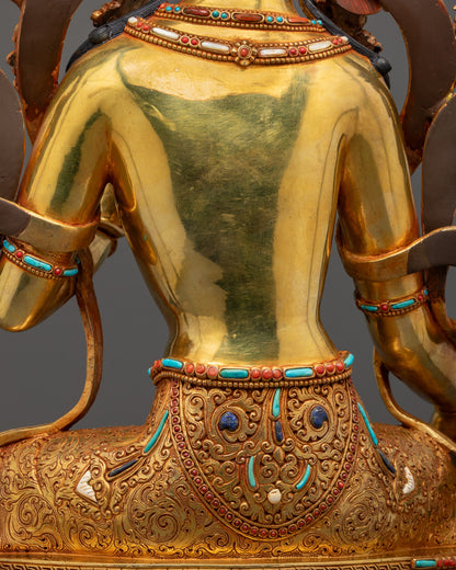 Hand-Carved Green Tara Statue | Nepalese Buddhist Art