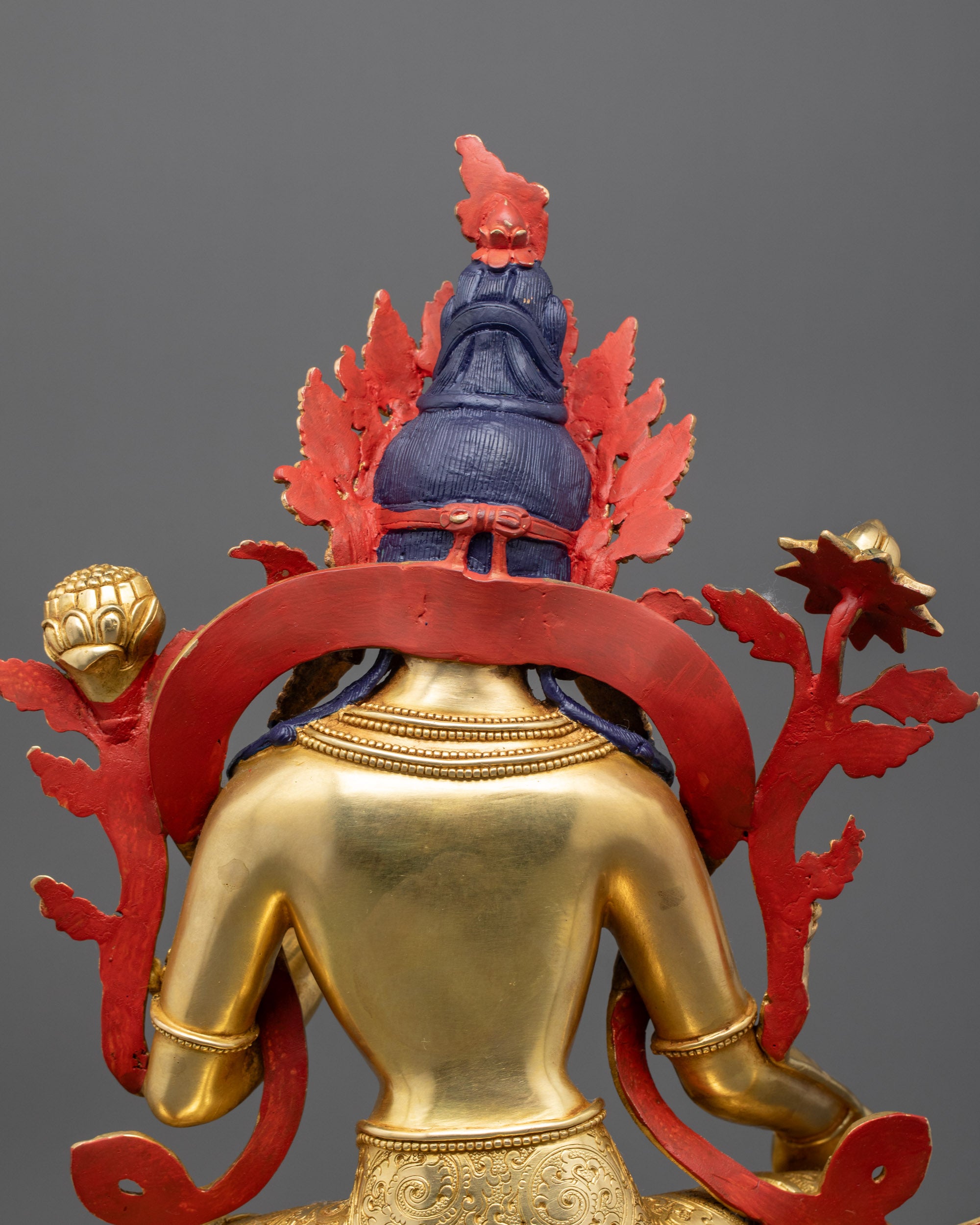 Green Tara Buddha Statue | 24K Gold Gilded with Semi-Precious Stones