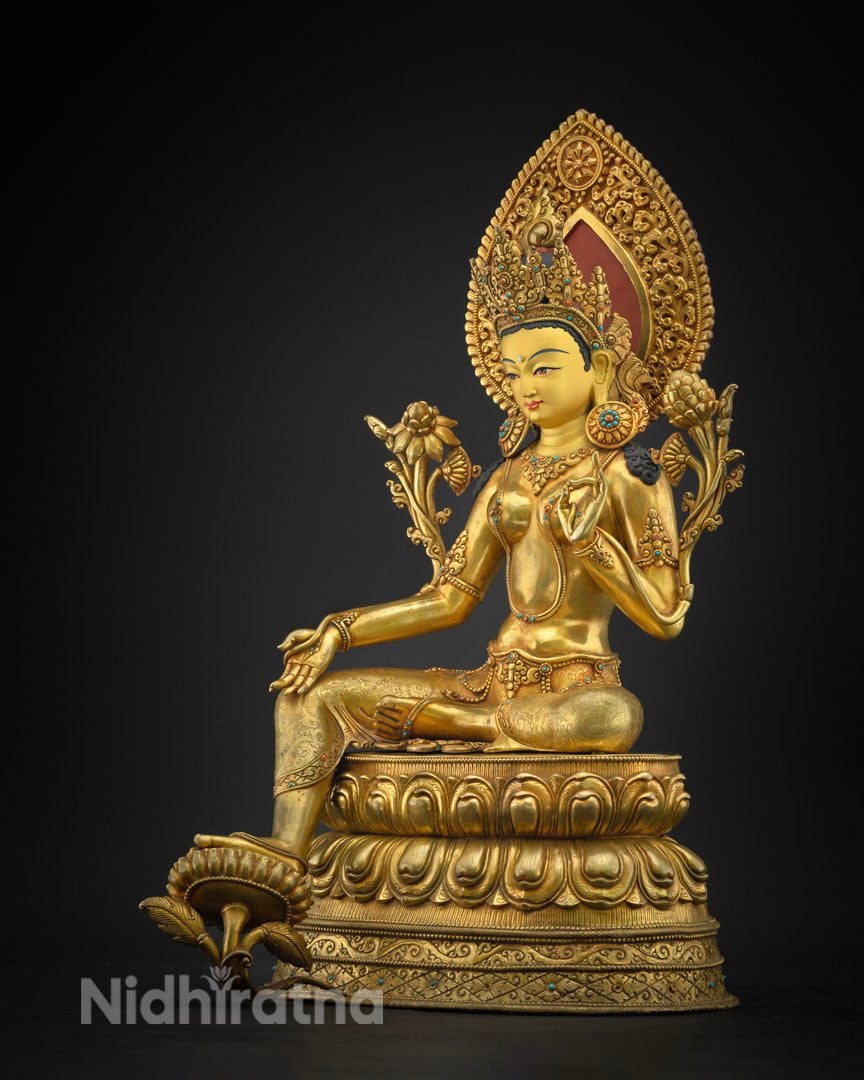 24" Buddhist Green Tara Statue | Himalayan Sacred Art