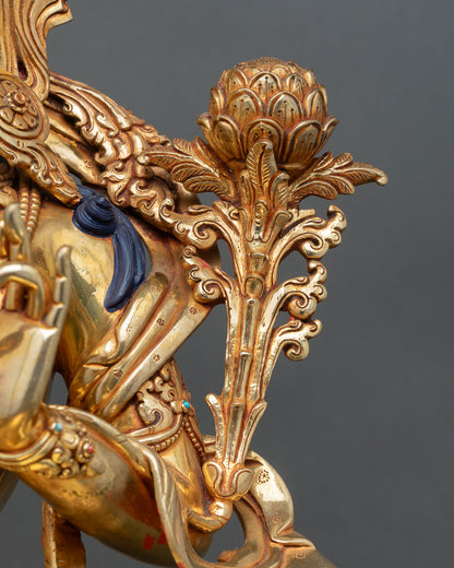 Green Tara Statue | Gold Finish Himalayan Artwork