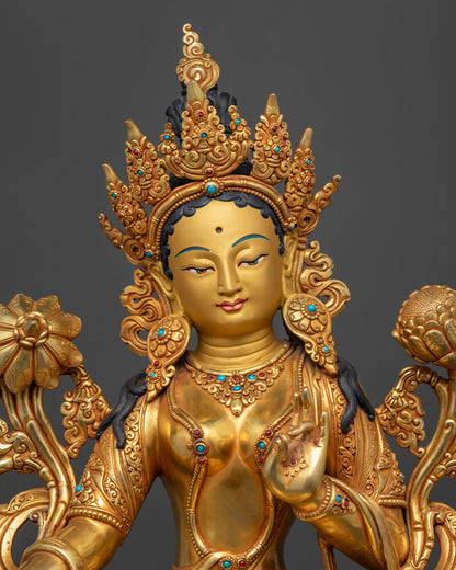Hand-Carved Jetsun Dolma Statue from Nepal – Goddess of Compassion