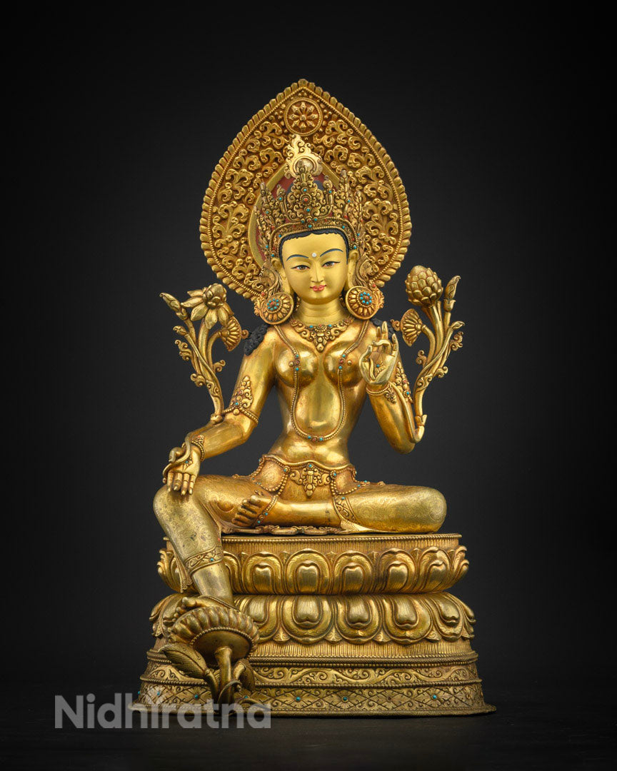 24" Buddhist Green Tara Statue | Himalayan Sacred Art