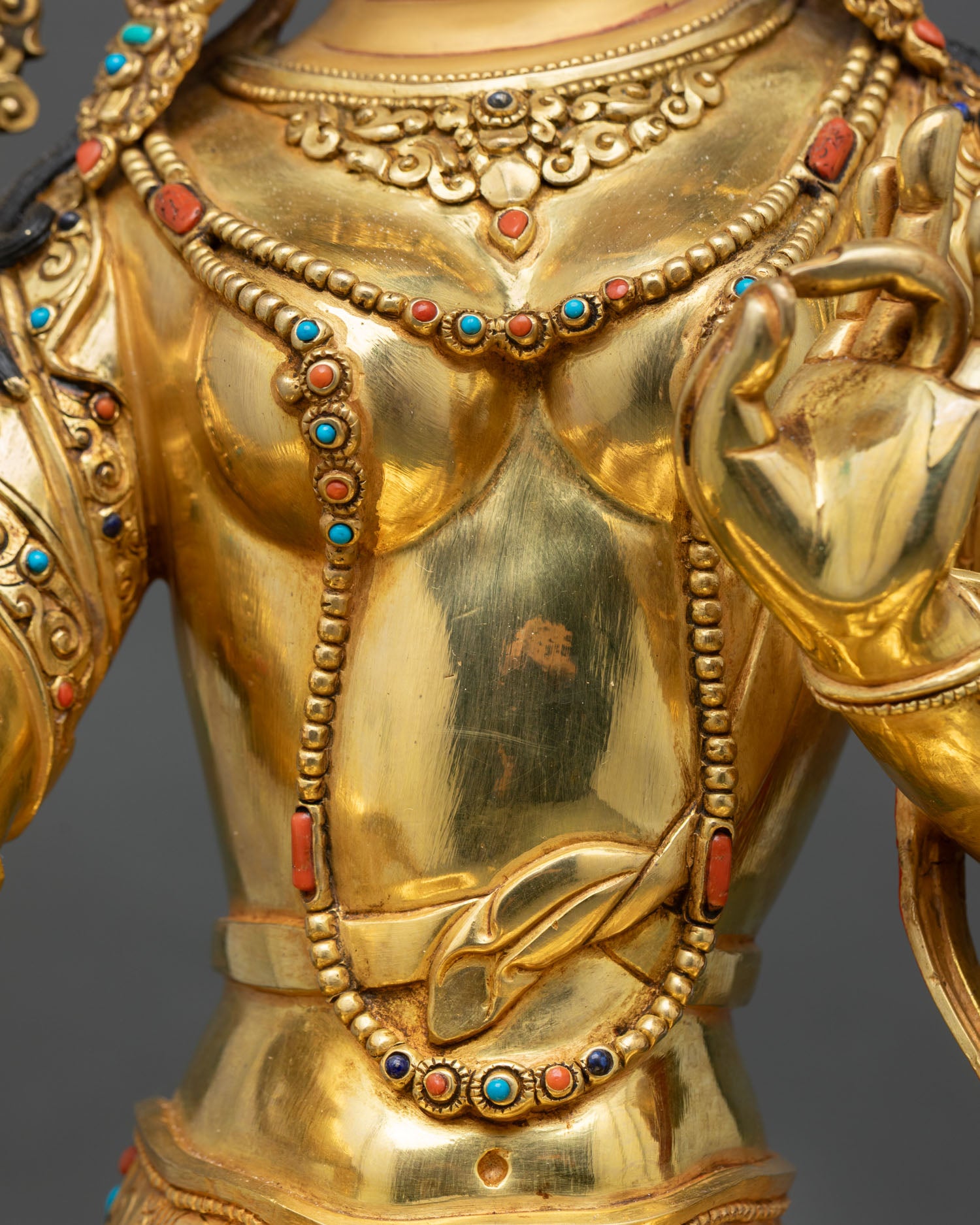 Buddhist Green Tara – Gold Gilded Copper Statue from Nepal