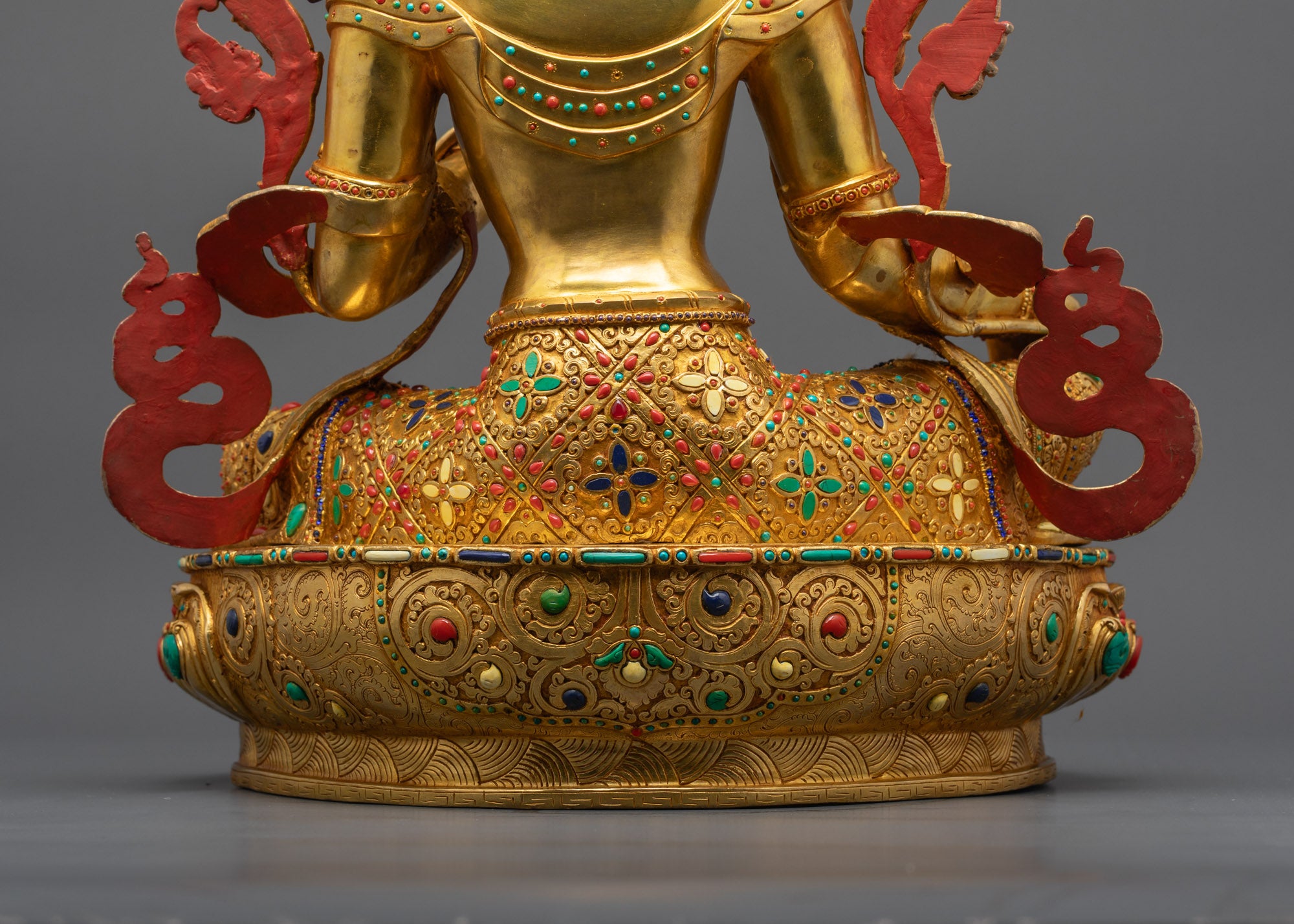 Premium Green Tara Statue | 24K Fire Gold Gilded Goddess of Compassion