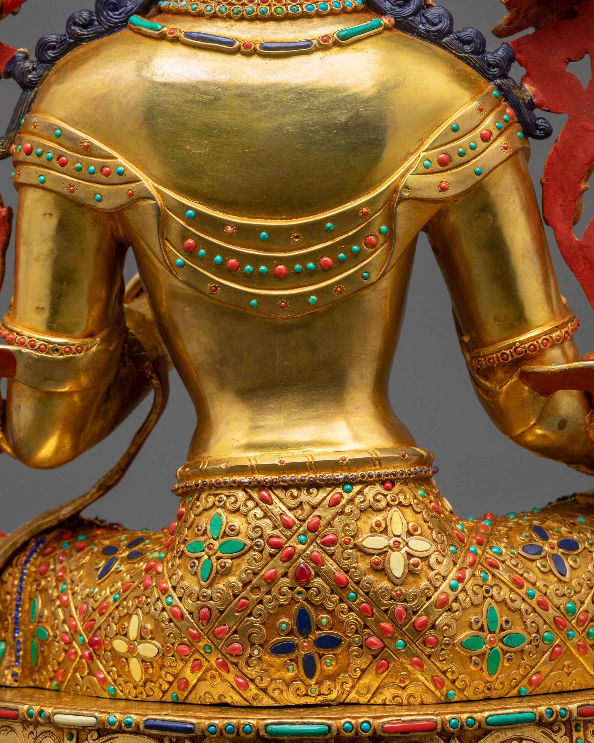 Premium Green Tara Statue | 24K Fire Gold Gilded Goddess of Compassion