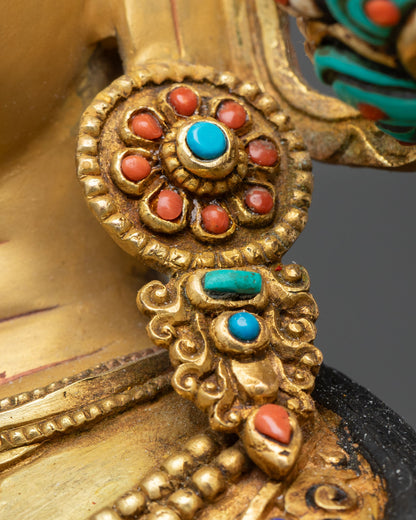 Buddhist Green Tara – Gold Gilded Copper Statue from Nepal