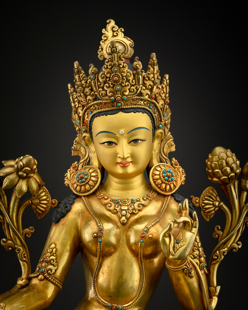 24" Buddhist Green Tara Statue | Himalayan Sacred Art