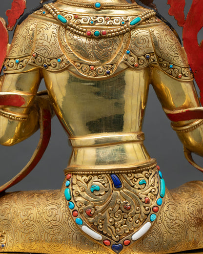Buddhist Green Tara – Gold Gilded Copper Statue from Nepal