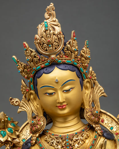 Tibetan Green Tara Sculpture | Handcrafted in Nepal