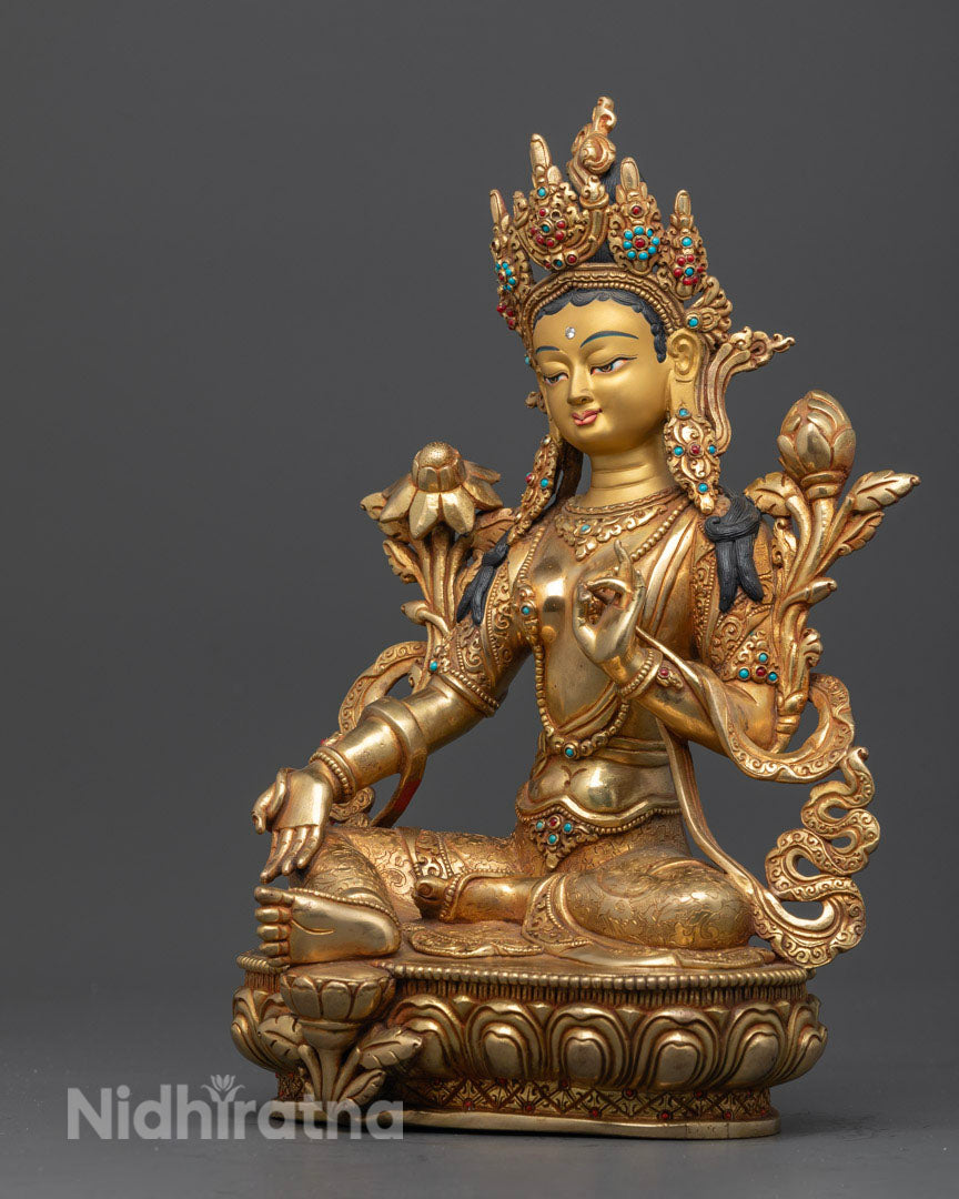 Green Tara mantra statue | Himalayan Buddhist Statue