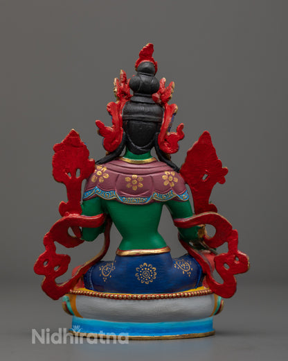Green-Shade Mother Tara Statue | Traditional Tibetan Art