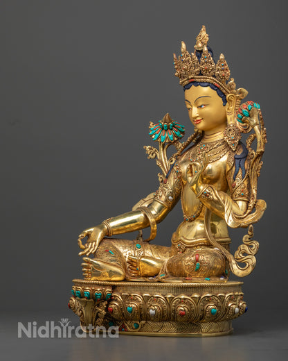 Green Tara Bodhisattva Statue | Sacred Tibetan Sculpture