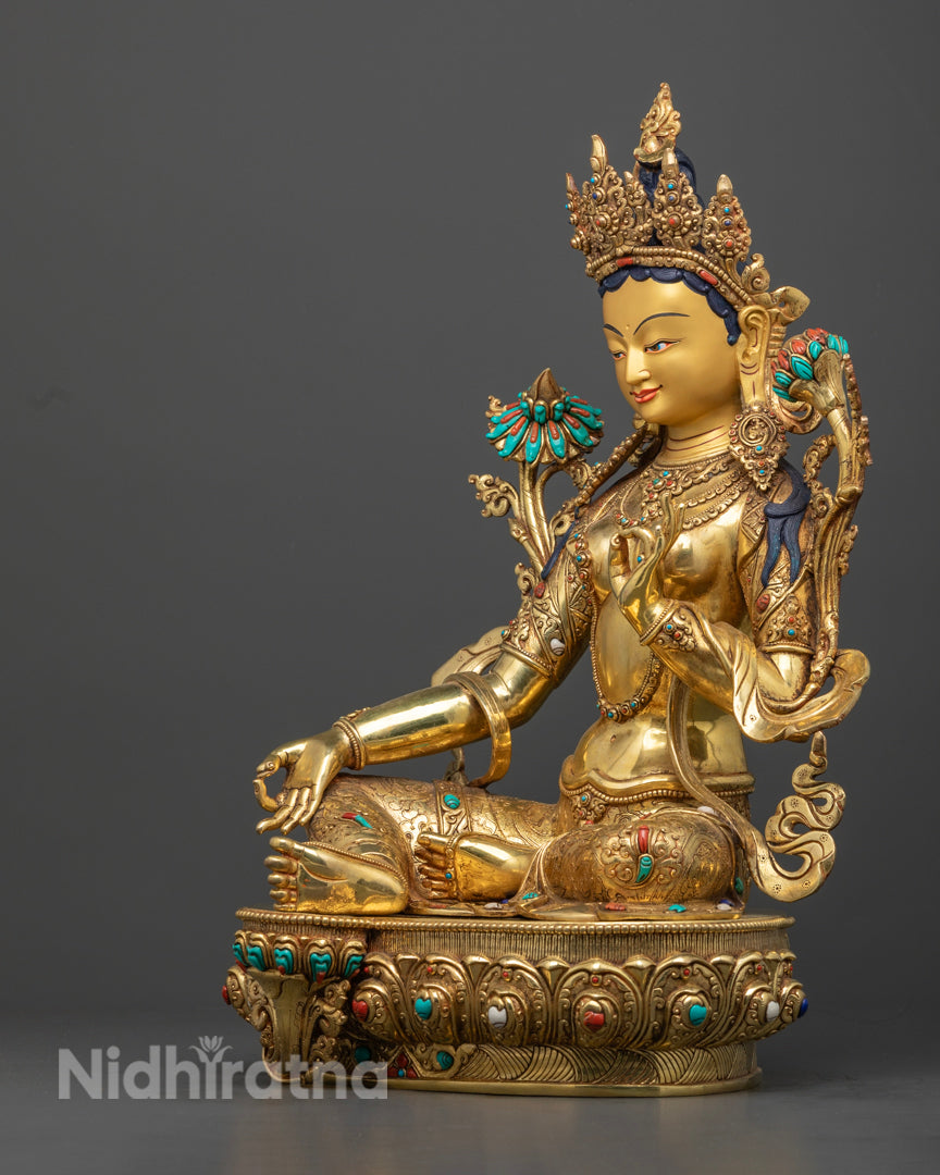 Green Tara Bodhisattva Statue | Sacred Tibetan Sculpture
