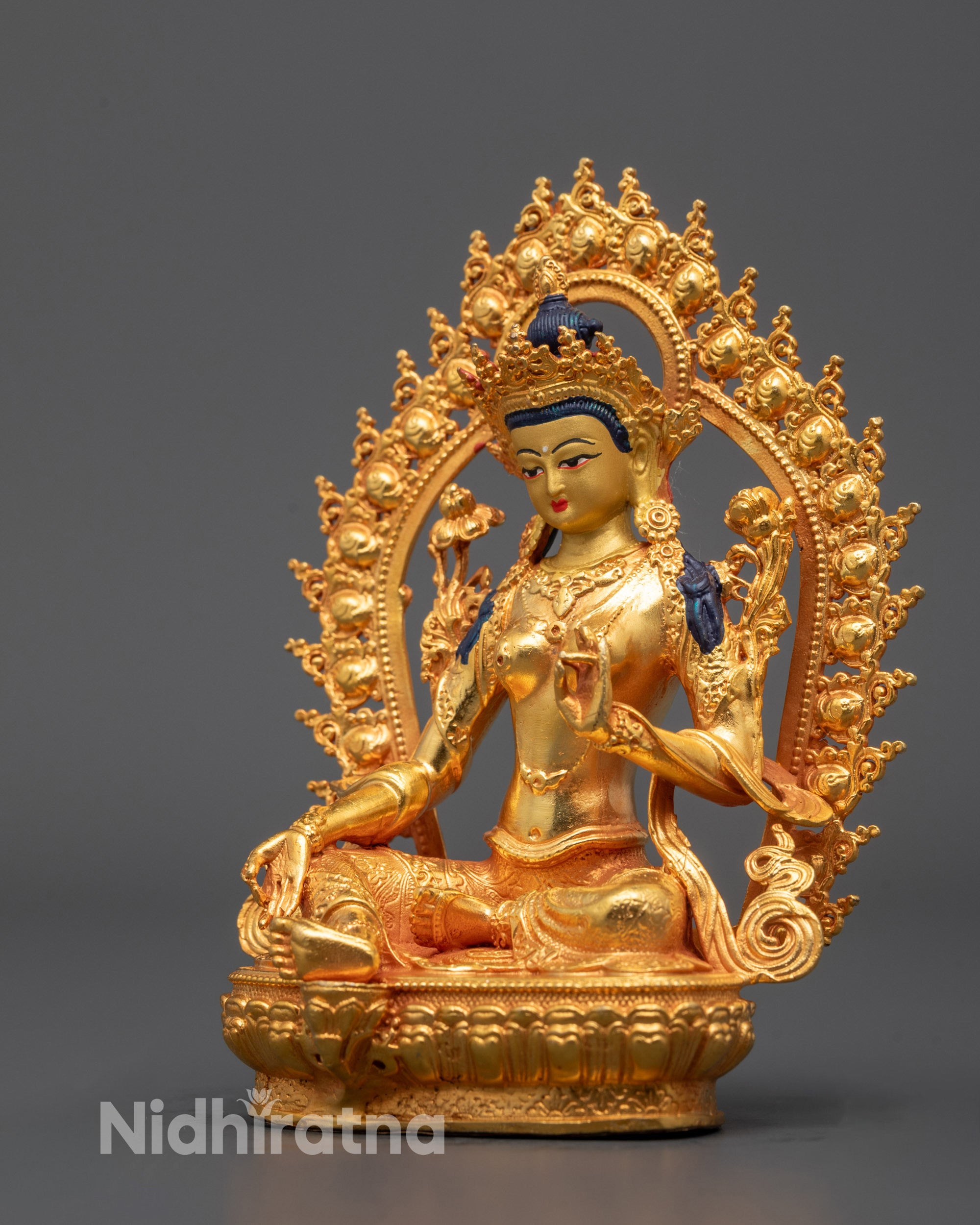 Green Tara Statue Machine-Made with Fine Detailing