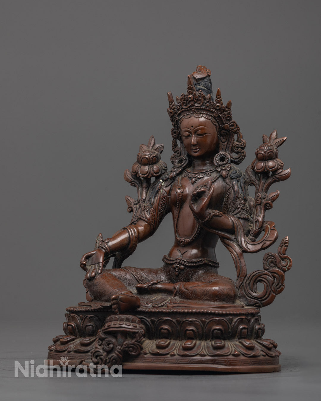 Traditional Tibetan Green Tara Statue | Himalayan Sacred Art