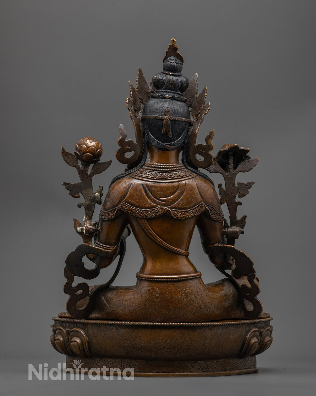 Oxidized Copper Green Tara Statue | Tibetan Buddhist Goddess