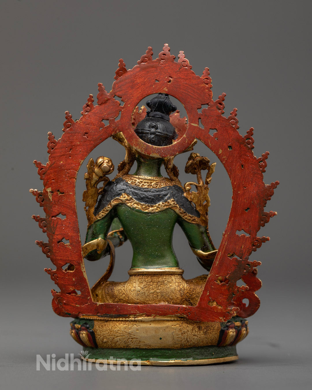 Green-Colored Green Tara Statue | Buddhist Deity from Nepal