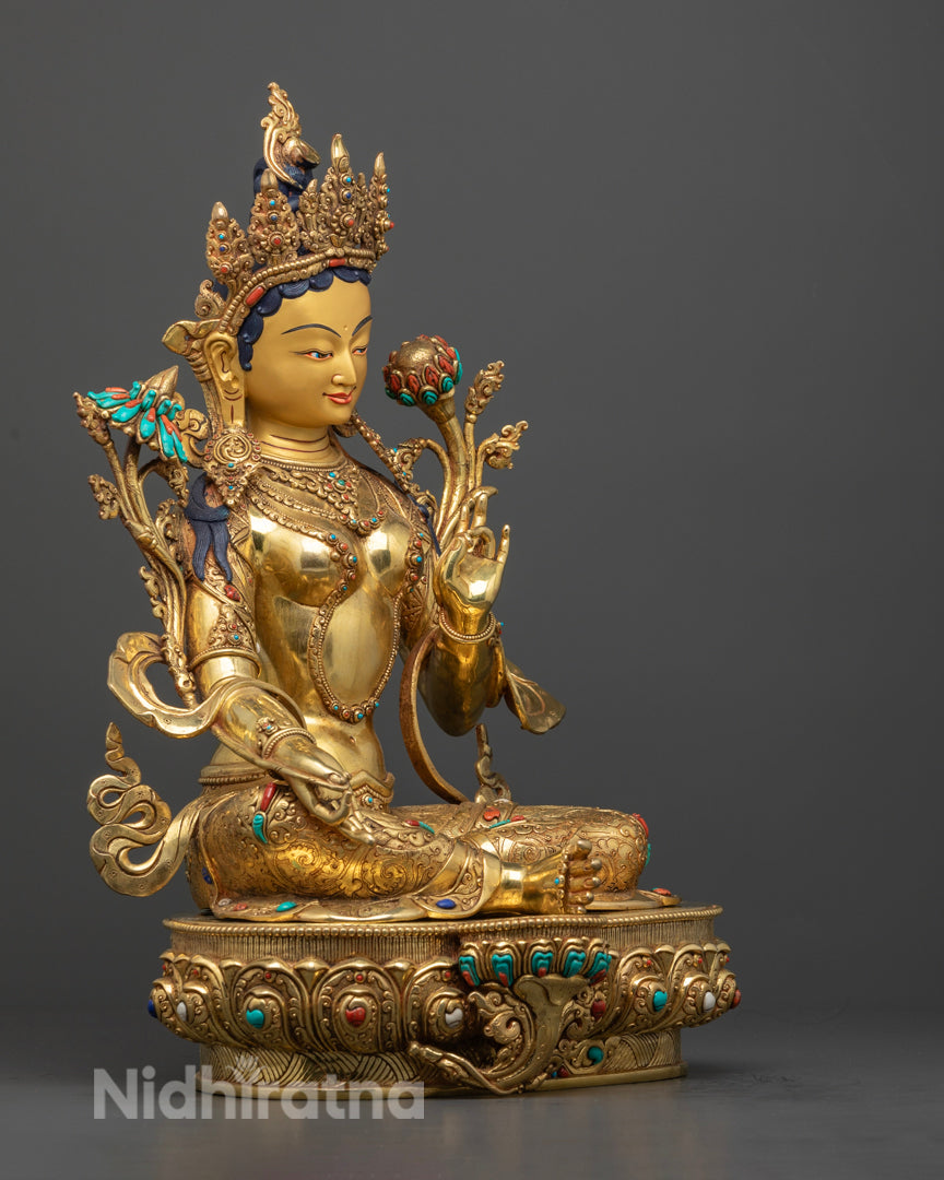 Green Tara Bodhisattva Statue | Sacred Tibetan Sculpture
