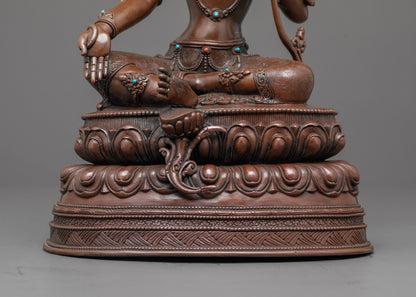 Goddess Oxidized Green Tara Statue | Handmade Syamatara Figurine