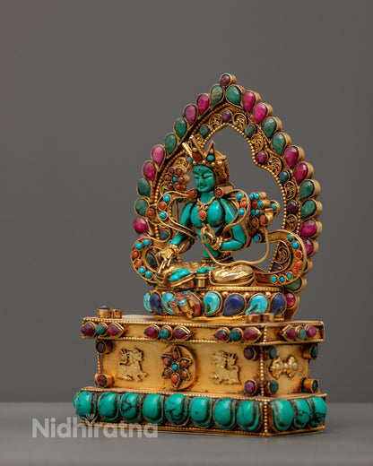 Green Tara Statue | Hand-Carved Himalayan Buddhist Art