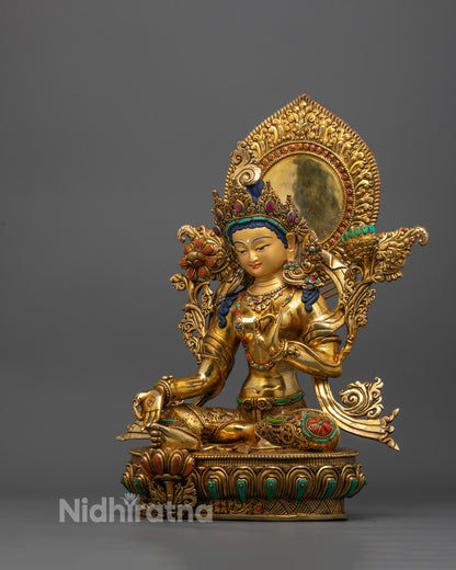 Traditional Green Tara Statue | Himalayan Healing Goddess