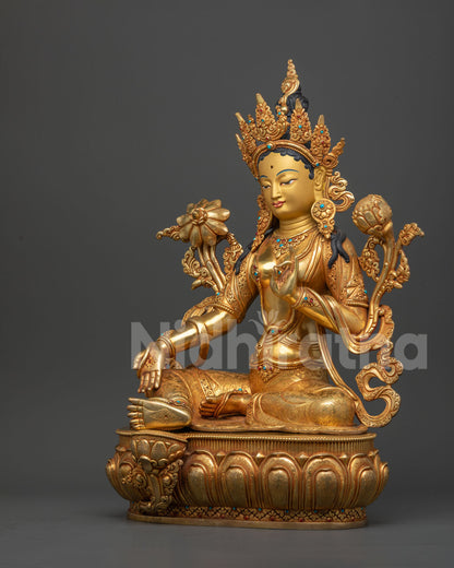 Hand-Carved Jetsun Dolma Statue from Nepal – Goddess of Compassion