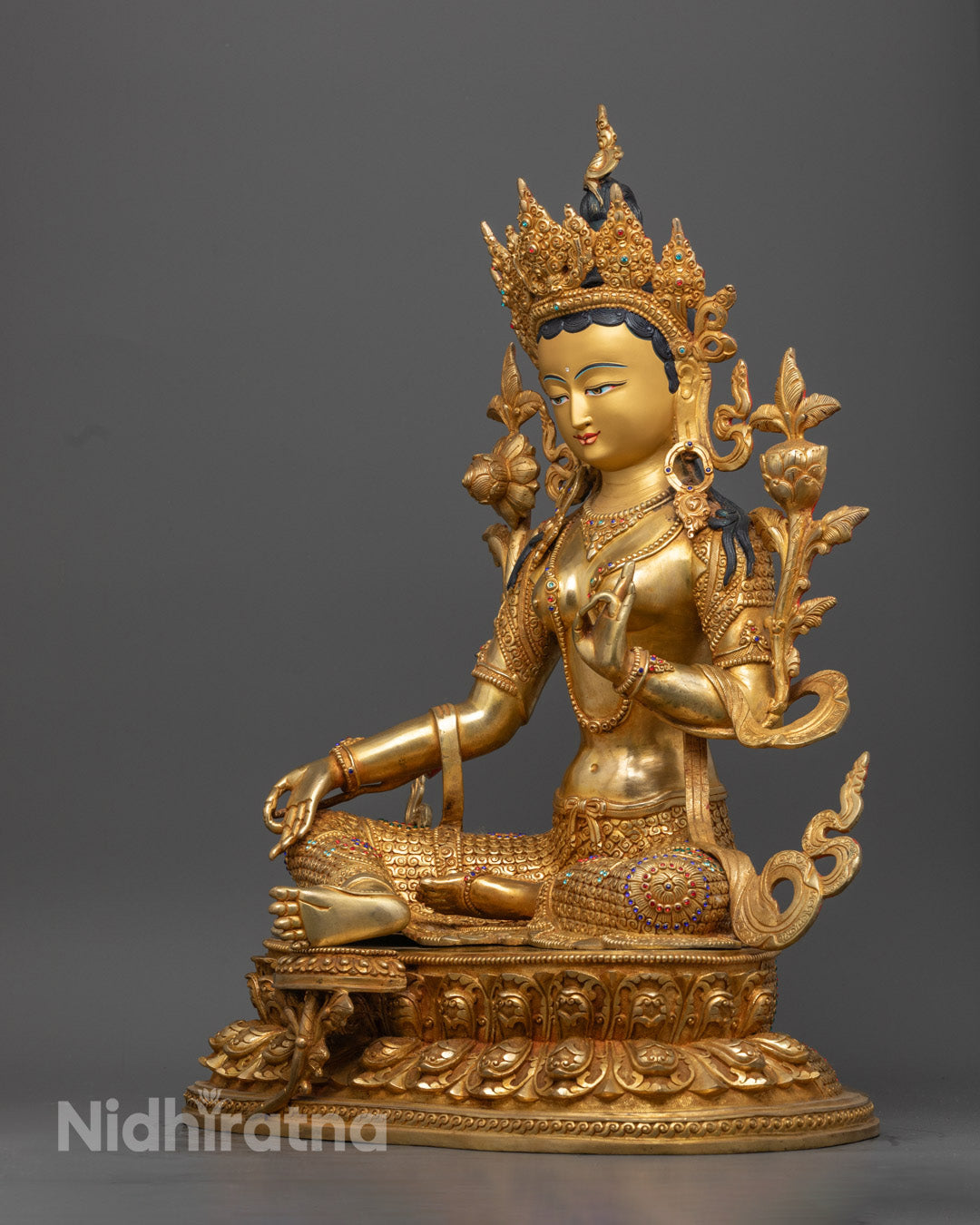 Nepal-Made Green Tara Statue | Traditional Lost Wax Buddhist Art