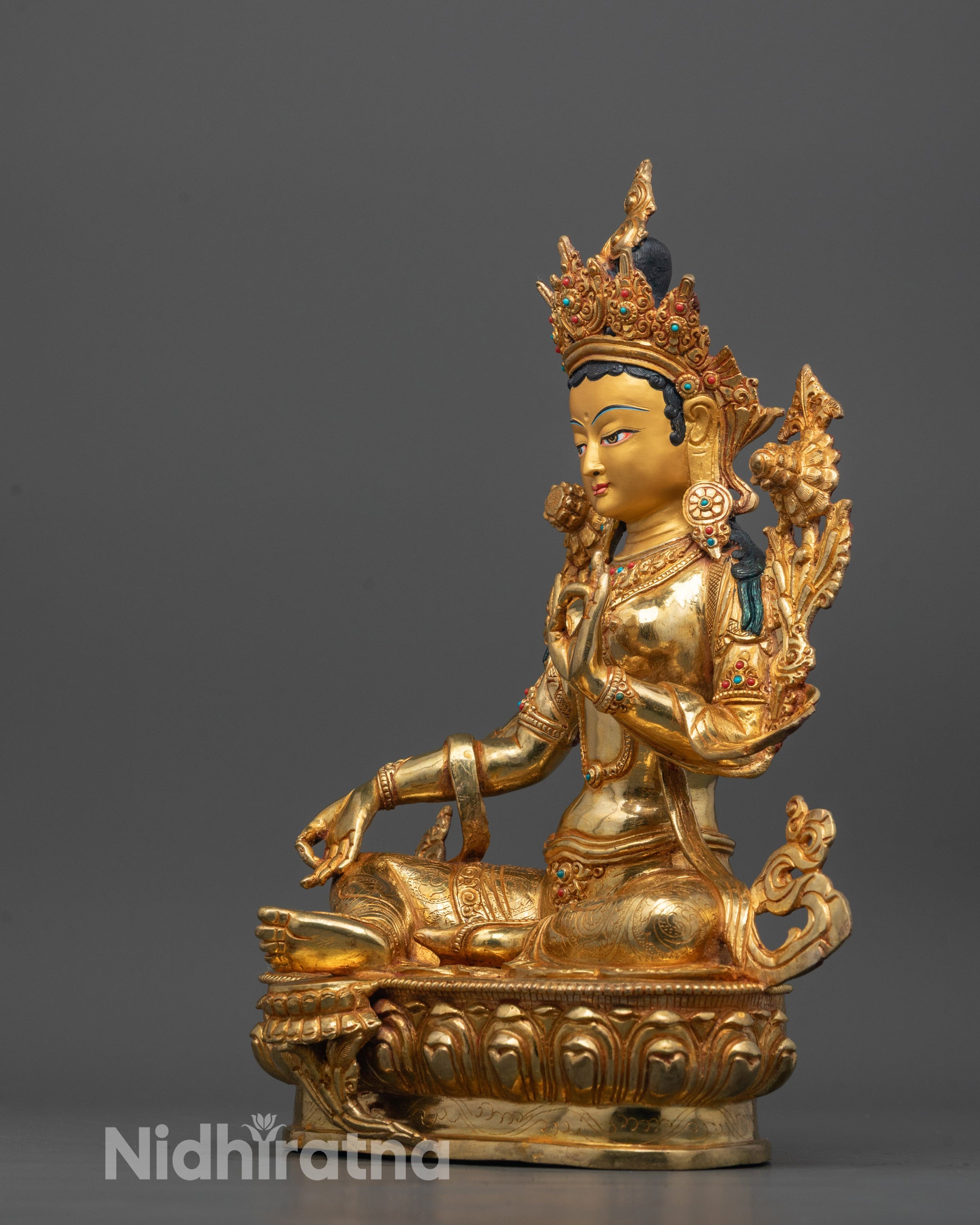 Green Tara Statue | Nepal Artisan Hand-Carved Buddhist Sculpture