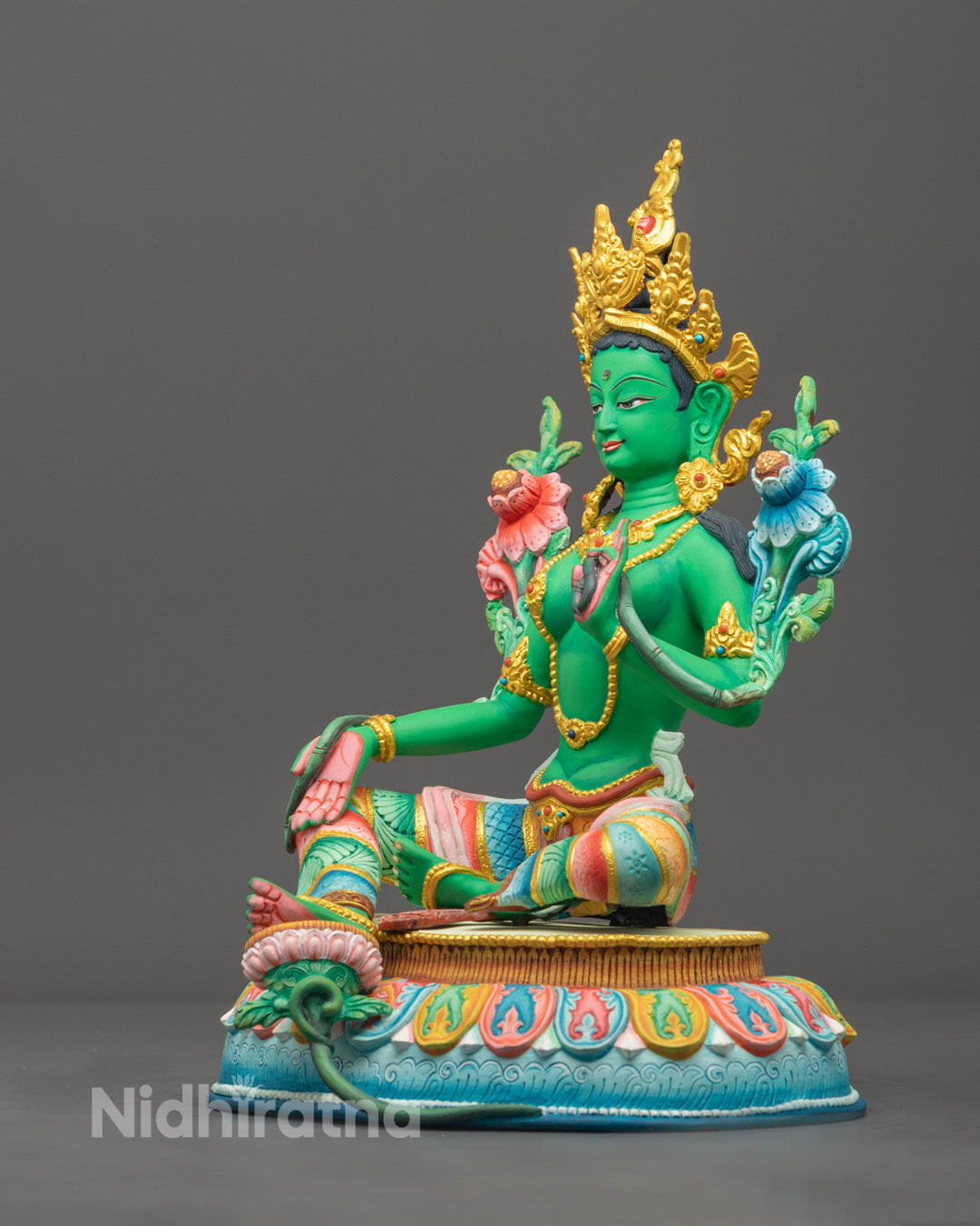 Green Colored Buddhist Green Tara Statue