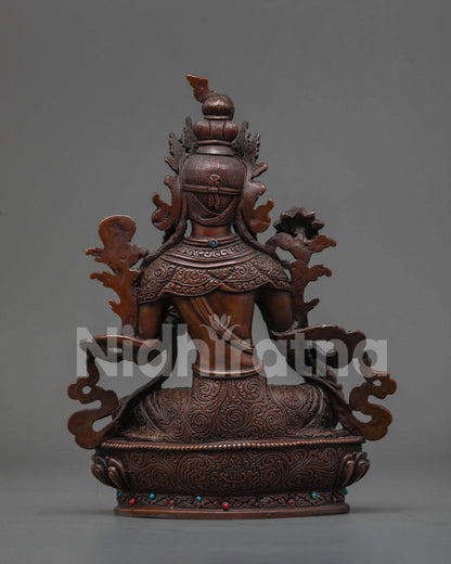 Oxidized Green Tara Statue: Perfect for Meditation